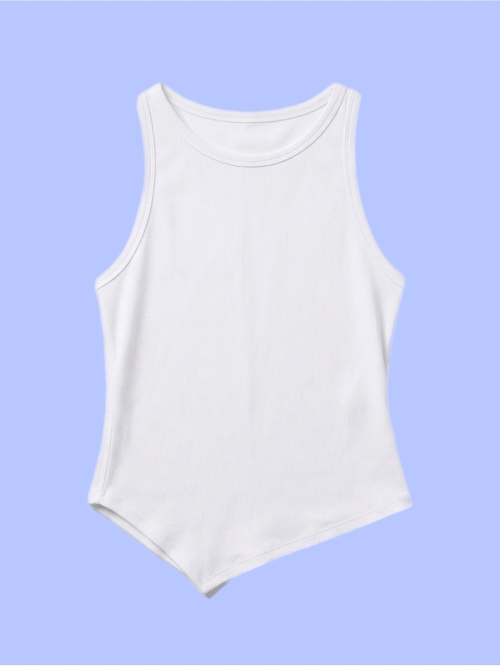 OQQ White Ruched Active Tank Top Size Large | Built-In Stretch | Athleisure